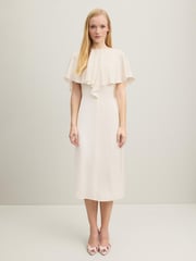 LK Bennett Cream Sadie Cape Detail Dress - Image 1 of 5