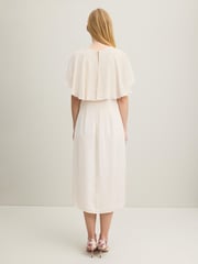 LK Bennett Cream Sadie Cape Detail Dress - Image 2 of 5