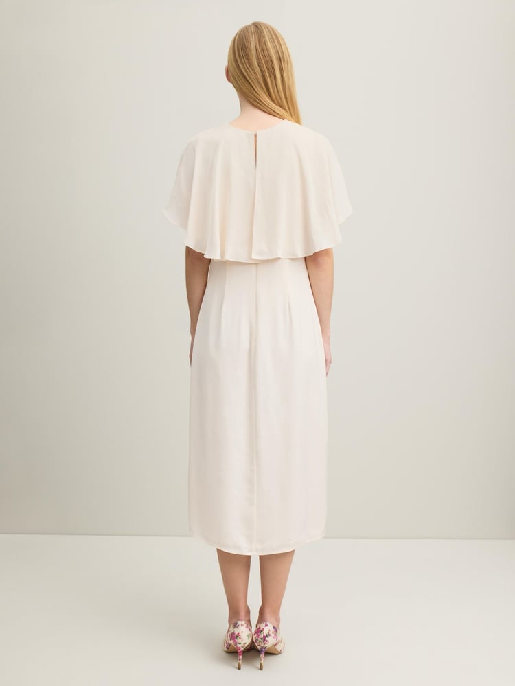 LK Bennett Cream Sadie Cape Detail Dress - Image 2 of 5