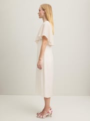 LK Bennett Cream Sadie Cape Detail Dress - Image 3 of 5