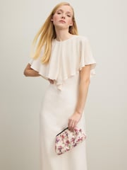 LK Bennett Cream Sadie Cape Detail Dress - Image 4 of 5