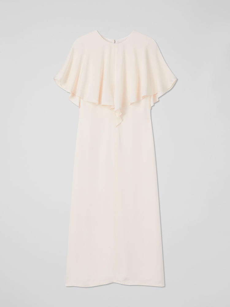 LK Bennett Cream Sadie Cape Detail Dress - Image 5 of 5