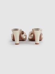 Reiss Gold Harriet Leather Knot Detail Mules - Image 4 of 5