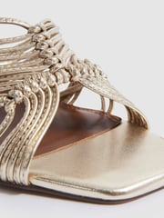 Reiss Gold Harriet Leather Knot Detail Mules - Image 5 of 5