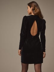 Laura Ashley Black Velvet Mini Dress - Image 3 of 5
