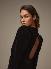 Laura Ashley Black Velvet Mini Dress - Image 4 of 5