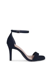 Linzi Navy Faux Suede Kimmy Open Back Barely There Stiletto Sandal - Image 3 of 5