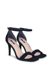Linzi Navy Faux Suede Kimmy Open Back Barely There Stiletto Sandal - Image 4 of 5