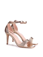 Linzi Gold Faux Leather Kimmy Open Back Barely There Stiletto Sandal - Image 3 of 4