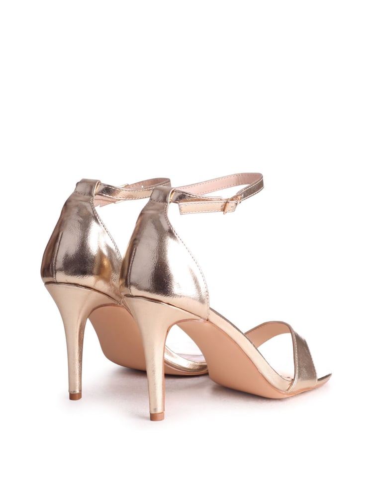 Linzi Gold Faux Leather Kimmy Open Back Barely There Stiletto Sandal - Image 4 of 4 Linzi Gold Faux Leather Kimmy Open Back Barely There Stiletto Sandal - Image 4 of 4