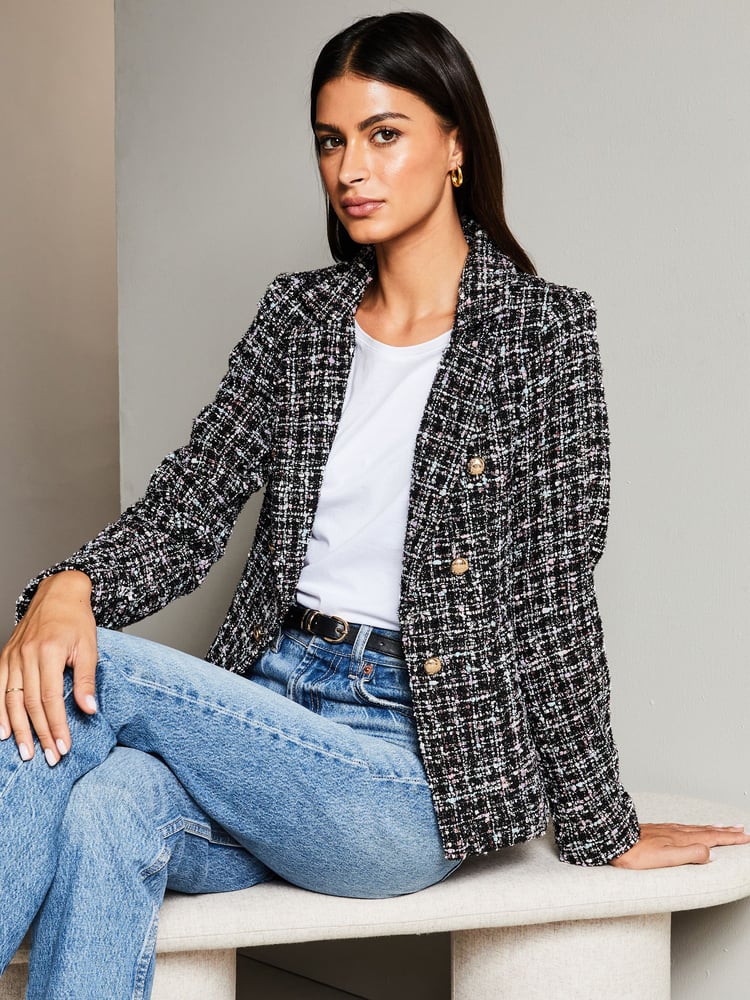 Lipsy Black Pastel Boucle Blazer - Image 1 of 4