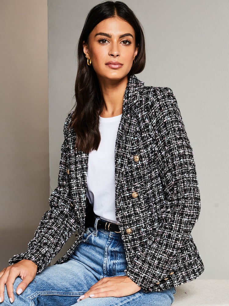 Lipsy Black Pastel Boucle Blazer - Image 4 of 4