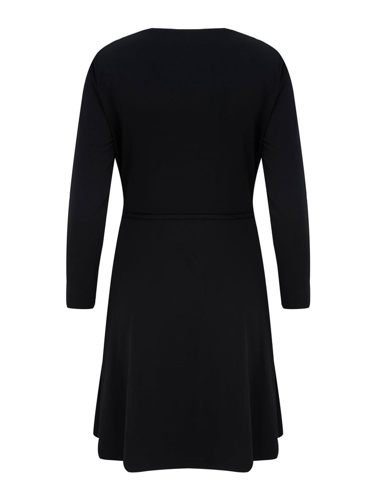 Pour Moi Black Bella Slinky Long Sleeve Tea Dress - Image 5 of 5