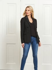 Sosandar Black Silky Detail Tuxedo Blazer - Image 6 of 6