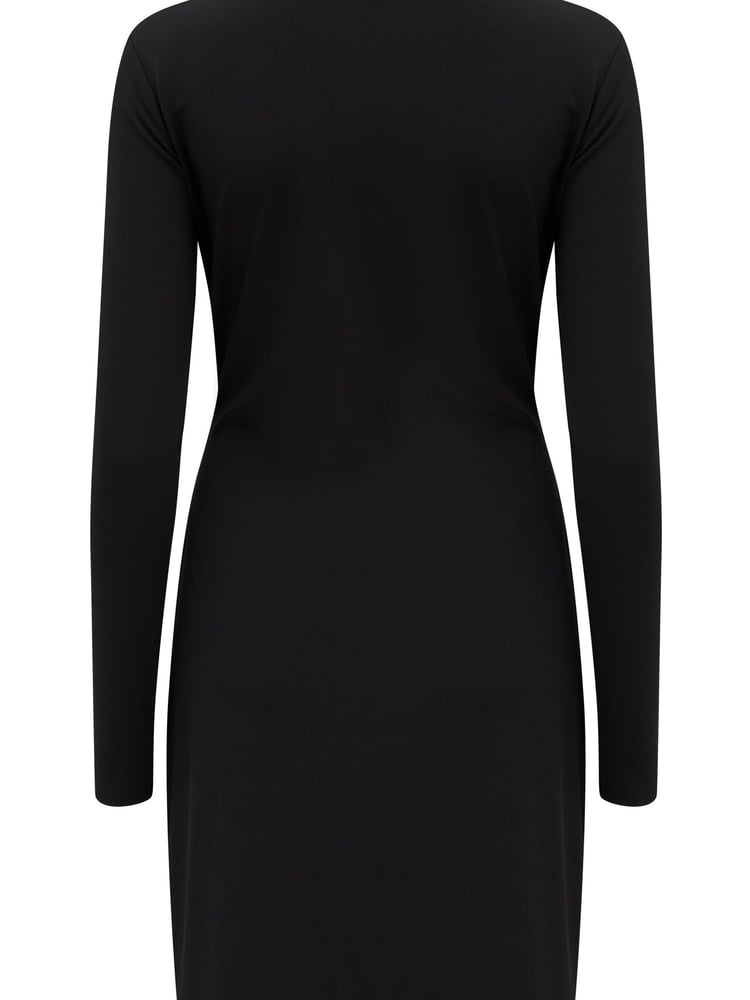 Pour Moi Black Bryony Slinky Recycled Jersey Wrap Mini Dress - Image 5 of 5