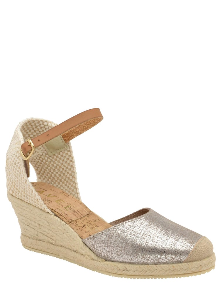 Ravel Silver Ladies Wedge Espadrille Sandal - Image 1 of 4