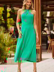 Sosandar Green Halter Neck Maxi Dress - Image 1 of 5