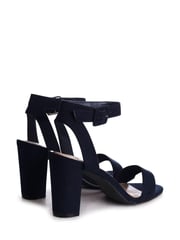 Linzi Blue Faux Suede Marnie Open Toe Block Heel With Ankle Strap Buckle Detail - Image 4 of 4