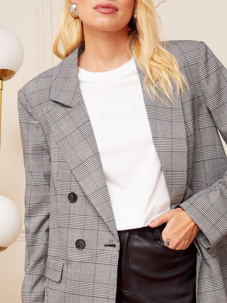 Love & Roses Grey Double Breasted Tailored Blazer - Image 4 of 4