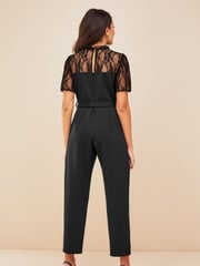 Friends Like These Black Lace Detail Short Sleeve Summer Jumpsuit - Image 2 of 4