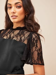 Friends Like These Black Lace Detail Short Sleeve Summer Jumpsuit - Image 4 of 4