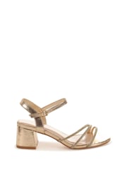 Linzi Gold Carnation Low Block Heeled Sandal With Diamante Front Straps - Image 2 of 4