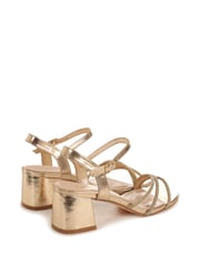 Linzi Gold Carnation Low Block Heeled Sandal With Diamante Front Straps - Image 4 of 4