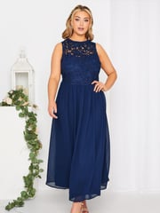 Yours Curve Blue Lace Sweetheart Maxi Dress - Image 1 of 4