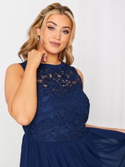 Yours Curve Blue Lace Sweetheart Maxi Dress - Image 4 of 4