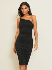 Lipsy Black One Shoulder Slinky Midi Dress - Image 2 of 3
