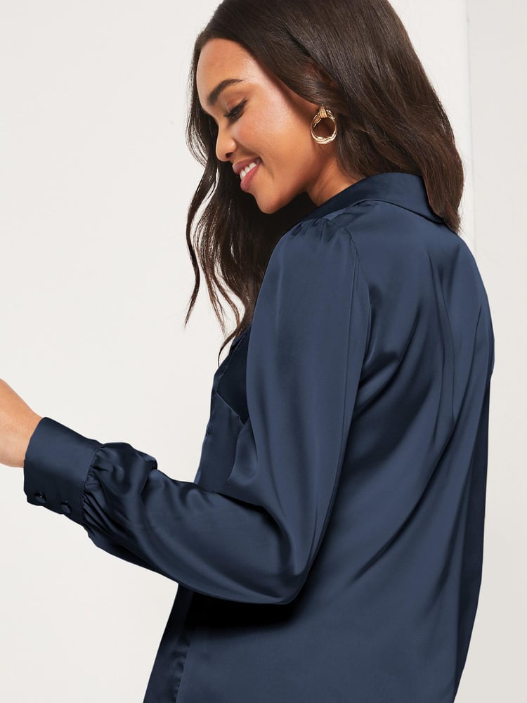 Lipsy Navy Front Pocket Button Through Shirt - Image 2 of 4 Lipsy Navy Front Pocket Button Through Shirt - Image 2 of 4