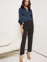 Lipsy Navy Front Pocket Button Through Shirt - Image 3 of 4