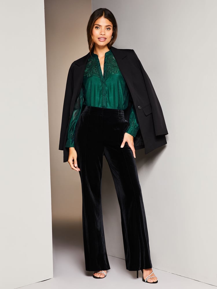 Lipsy Green Long Sleeve Sheer Artwork Button Through Shirt - Image 2 of 3 Lipsy Green Long Sleeve Sheer Artwork Button Through Shirt - Image 2 of 3