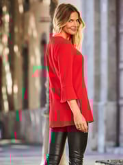 Sosandar Red Animal Print Keyhole Detail  Tunic - Image 4 of 5