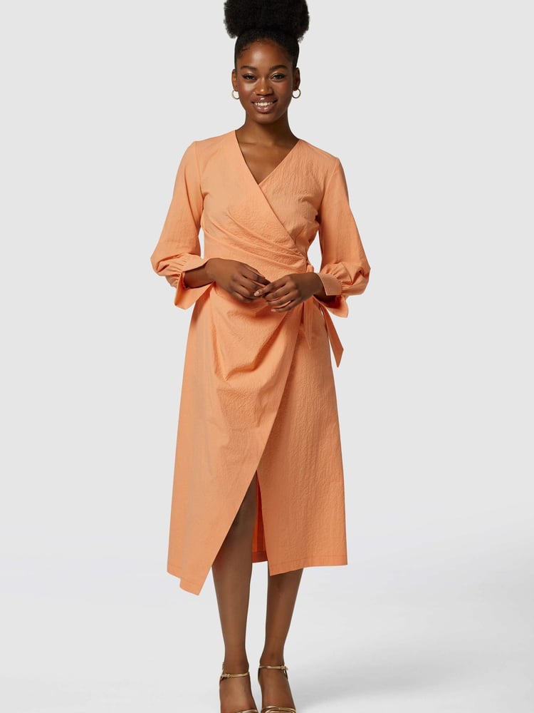 Closet Orange London Pleated Wrap Dress - Image 1 of 6