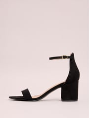 Friends Like These Black Standard Fit Low Block Heel Faux Suede Sandals - Image 5 of 5
