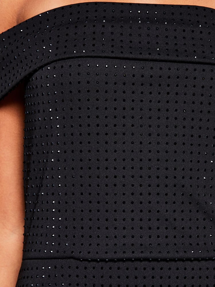 Lipsy Black Premium Hotfix Bardot Maxi Dress - Image 4 of 4