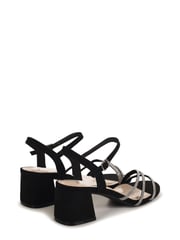 Linzi Black Carnation Low Block Heeled Sandal With Diamante Front Straps - Image 4 of 4