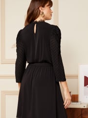 Love & Roses Black Puff 3/4 Sleeve Jersey Mini Dress - Image 3 of 4