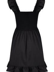 Pour Moi Black Lucy Cotton Poplin Frill Shoulder Mini Dress - Image 4 of 4