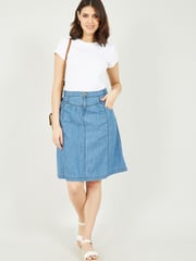 Yumi Blue A-Line Denim Skirt - Image 1 of 4
