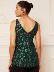 Love & Roses Forest Green Green V Neck V Back Woven Vest - Image 2 of 4
