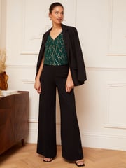 Love & Roses Forest Green Green V Neck V Back Woven Vest - Image 3 of 4