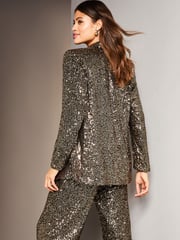 Lipsy Bronze Sequin Relaxed Longline Tailored Blazer - Image 2 of 4