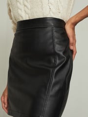 Lipsy Black Petite Faux Leather Mini Skirt - Image 1 of 4