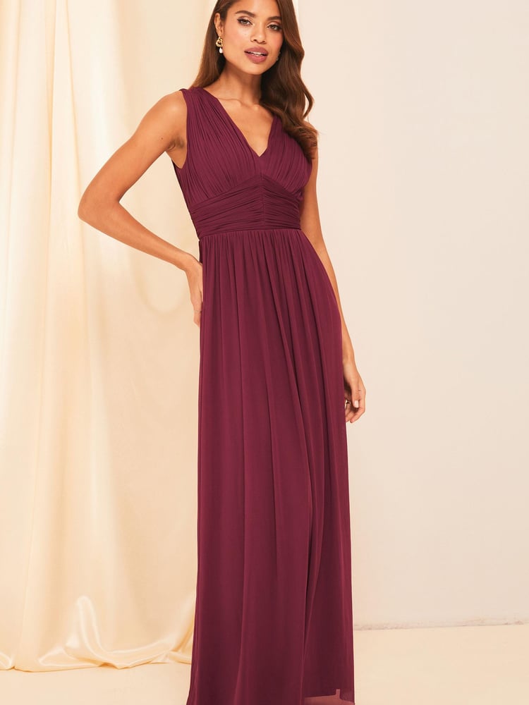 Lipsy Red Empire Sleeveless Bridesmaid Maxi Dress - Image 1 of 4