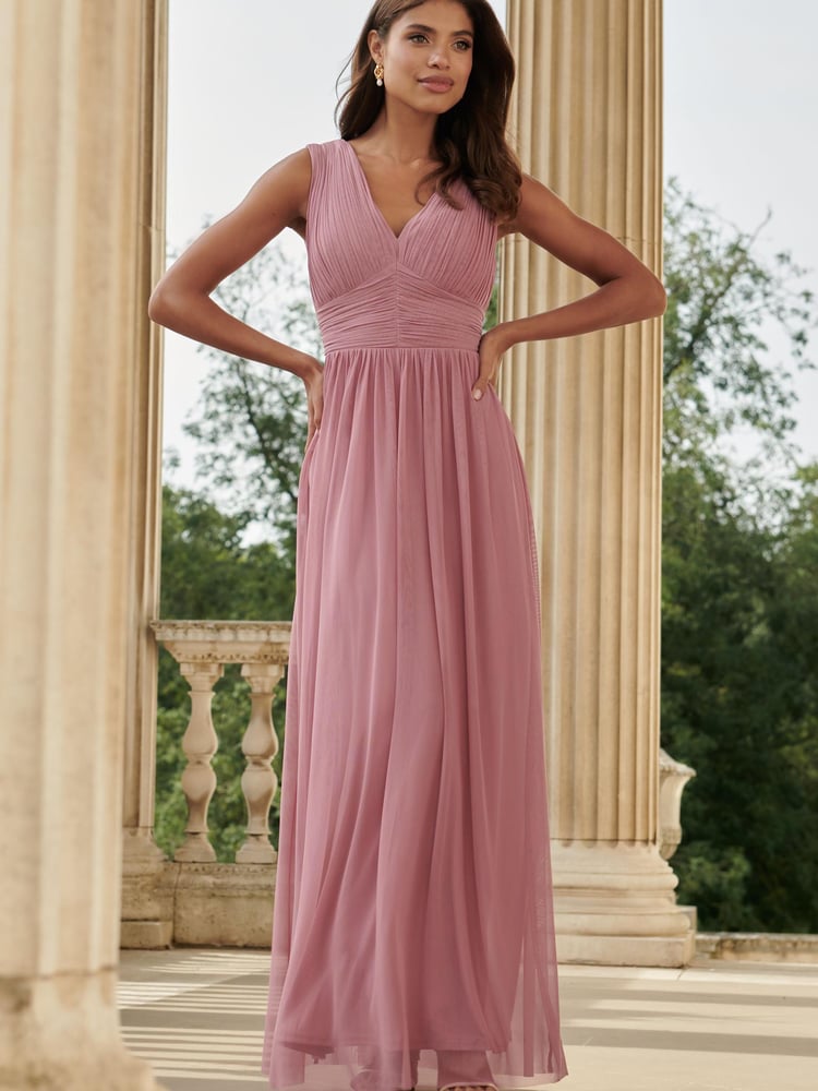 Lipsy Pink Empire Sleeveless Bridesmaid Maxi Dress - Image 1 of 4