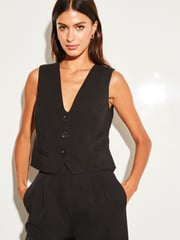 Lipsy Black Fitted Tailored Buttoned Waistcoat - Image 1 of 4