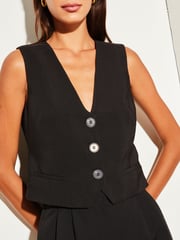 Lipsy Black Fitted Tailored Buttoned Waistcoat - Image 4 of 4