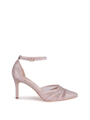 Linzi Rose Gold Glitter Serri Court Stiletto Heel With Mesh Front Detail - Image 2 of 4